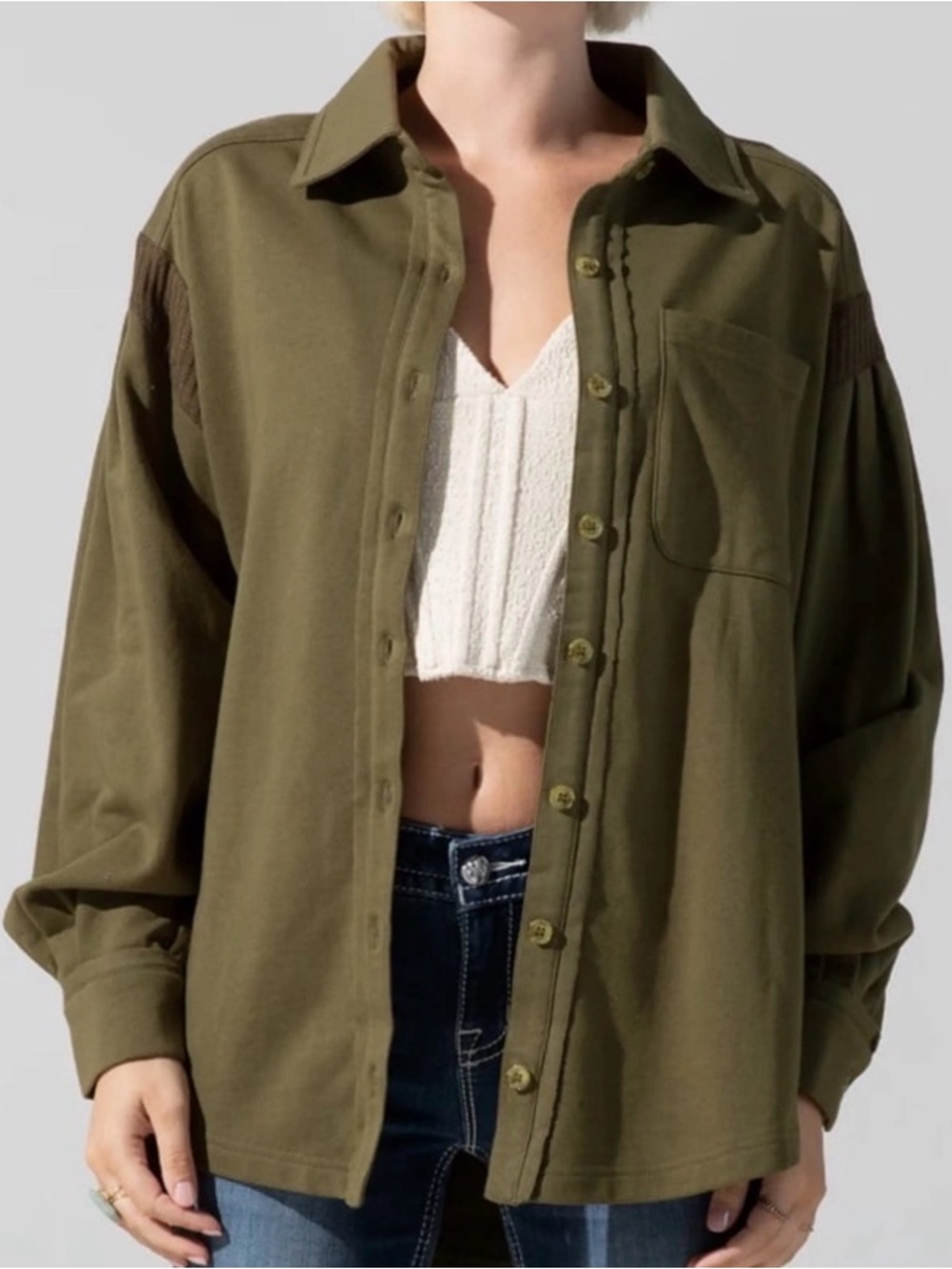 Miss Me Button Down Oversized Top S